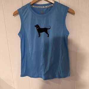 Blue Dog Print Sleeveless Shirt